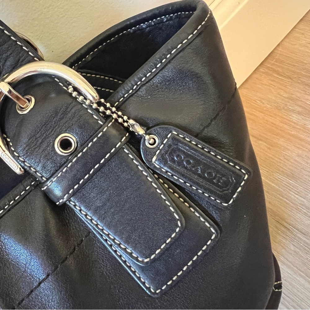 Coach Soho Black Leather Satchel Bag No. 9544 Y2K Vintage Silver Hardware - Picture 3 of 11
